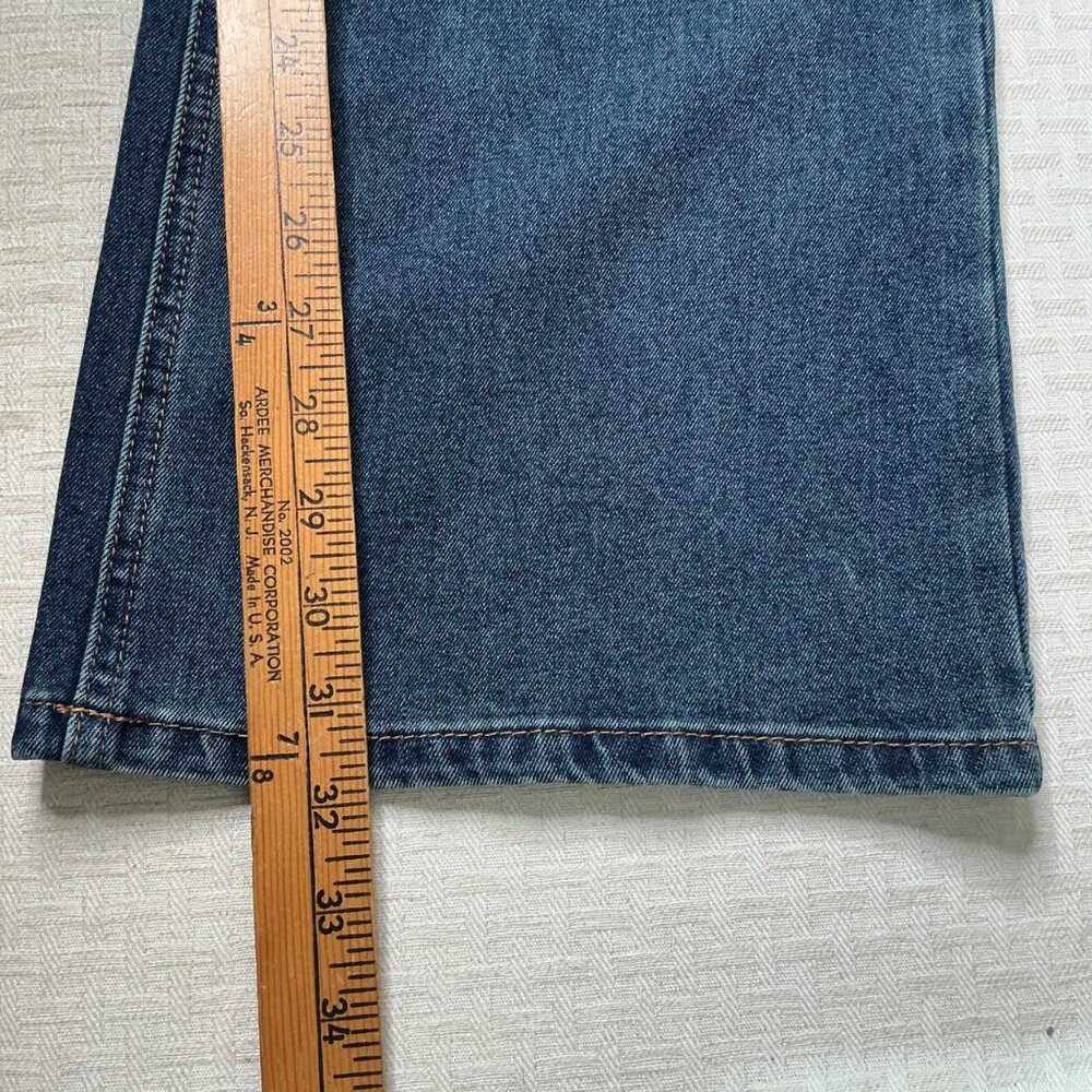 Almost Famous Womens Size 13 Blue Mid-Rise Bootcut Jeans Denim Distressed Look - Picture 9 of 11